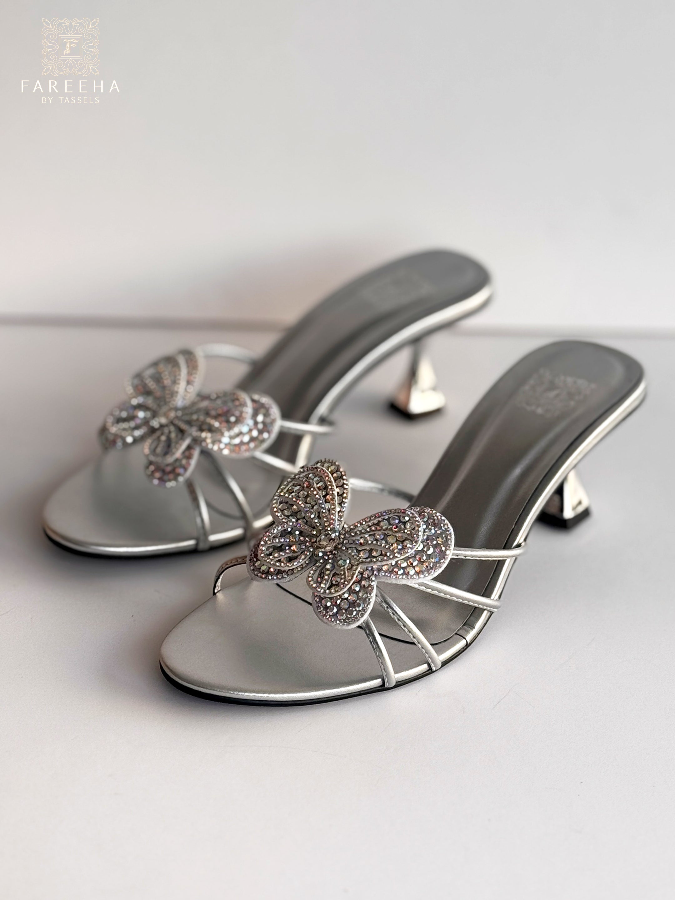 Silver Butterfly Heels