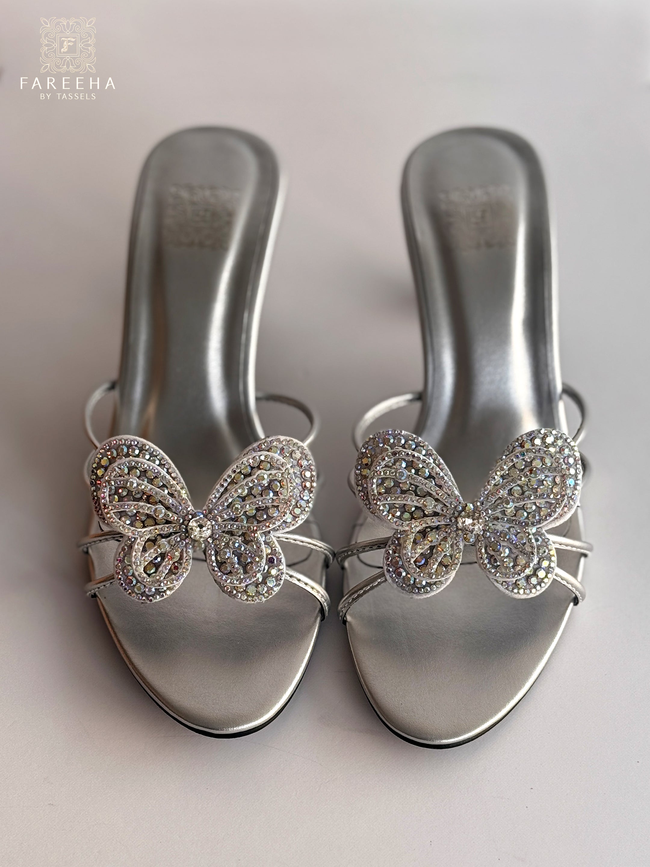 Silver Butterfly Heels