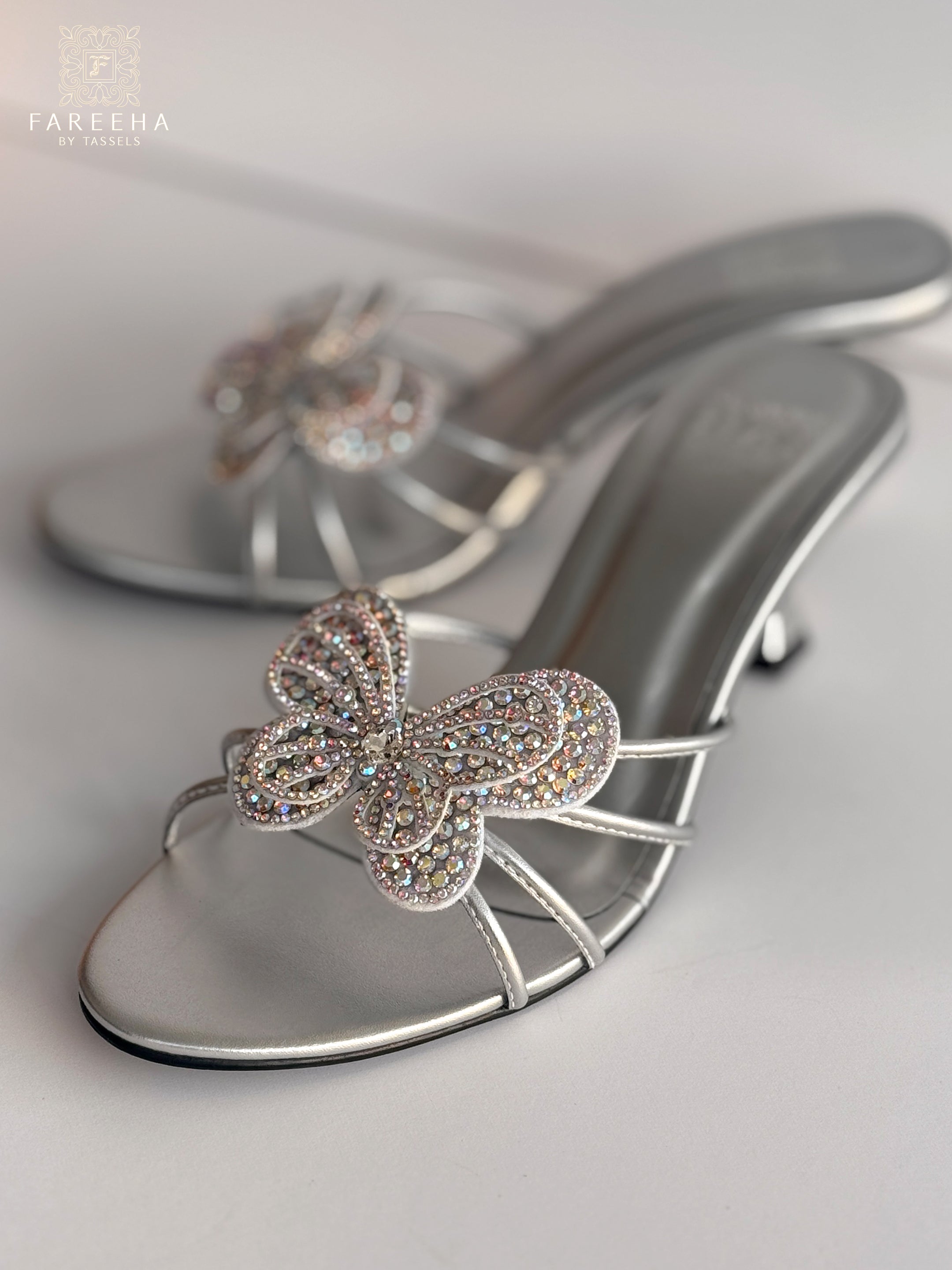 Silver Butterfly Heels