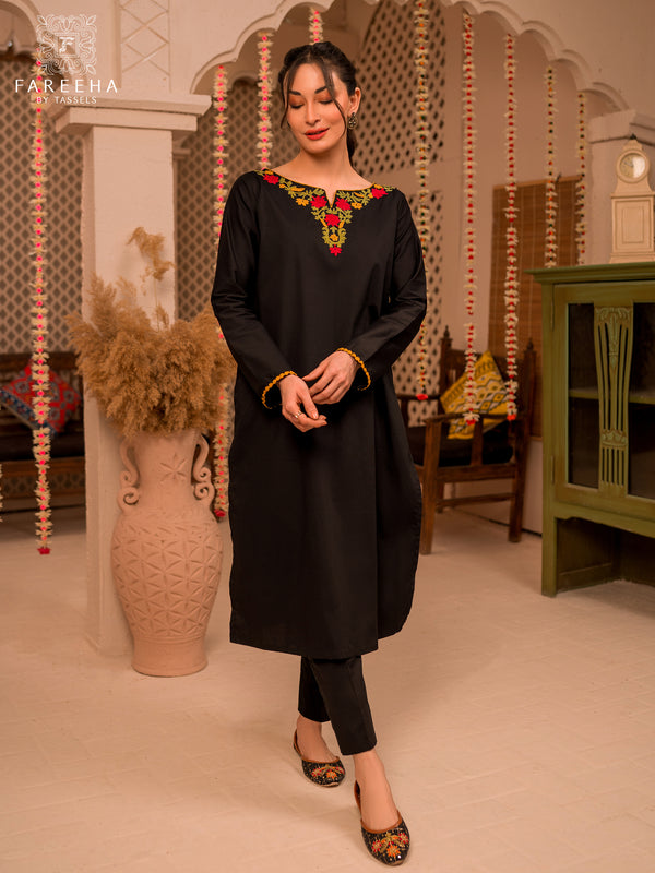 Fareeha By Tassels Embroidered Stitched 2 Piece Suit Modina - Amber- Pret Wear