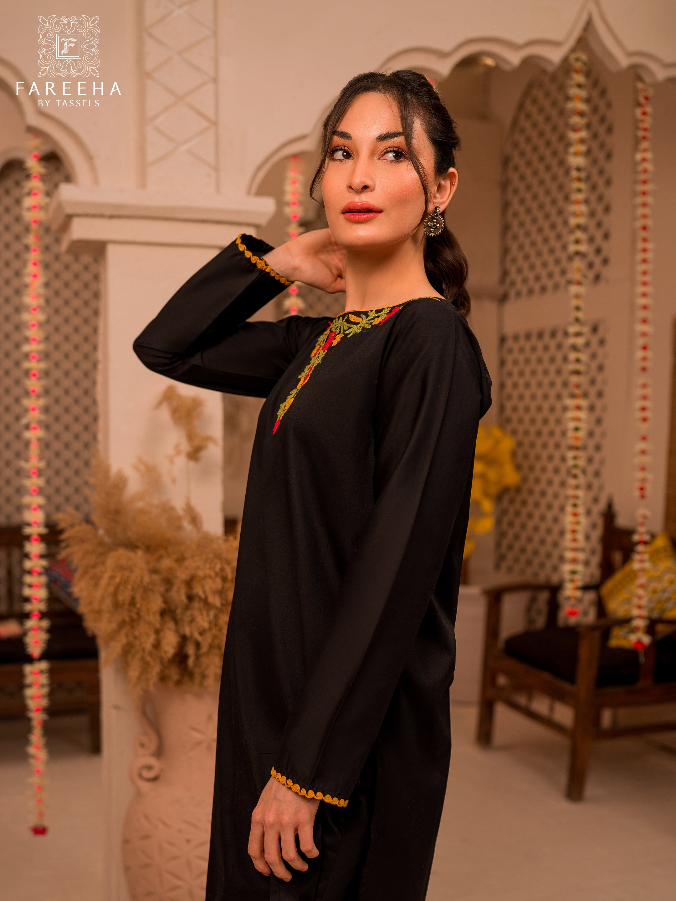 Fareeha By Tassels Embroidered Stitched 2 Piece Suit Modina - Amber- Pret Wear